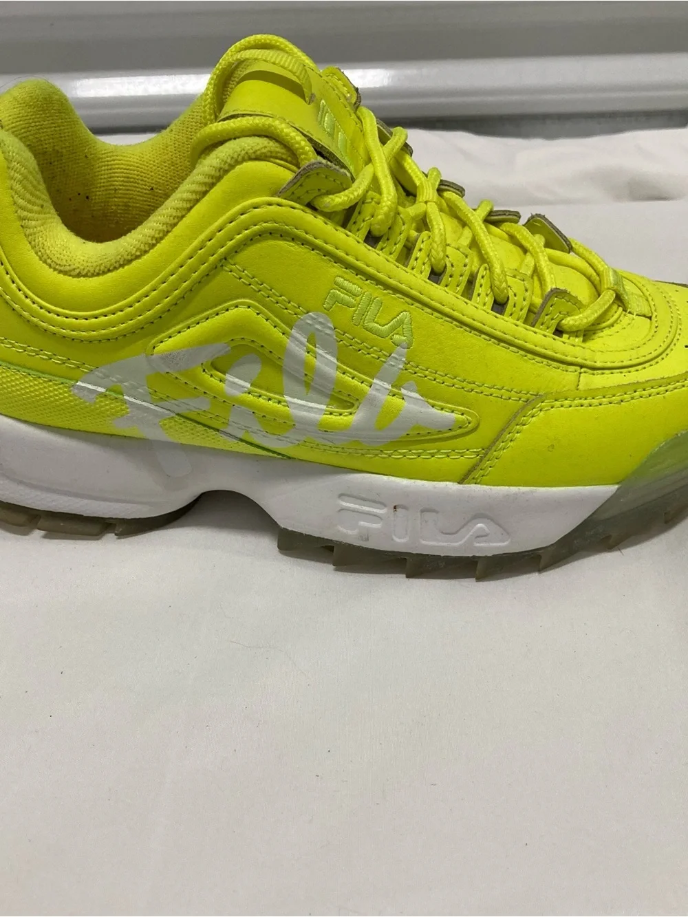 Fila Disruptor 2 Script in ‘safety yellow’ colorway